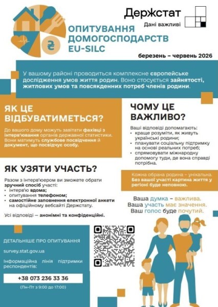 З метою забезпечення максимальної участі відібраних домогосподарств в обстеженні доходів і умов життя (EU-SILC)
