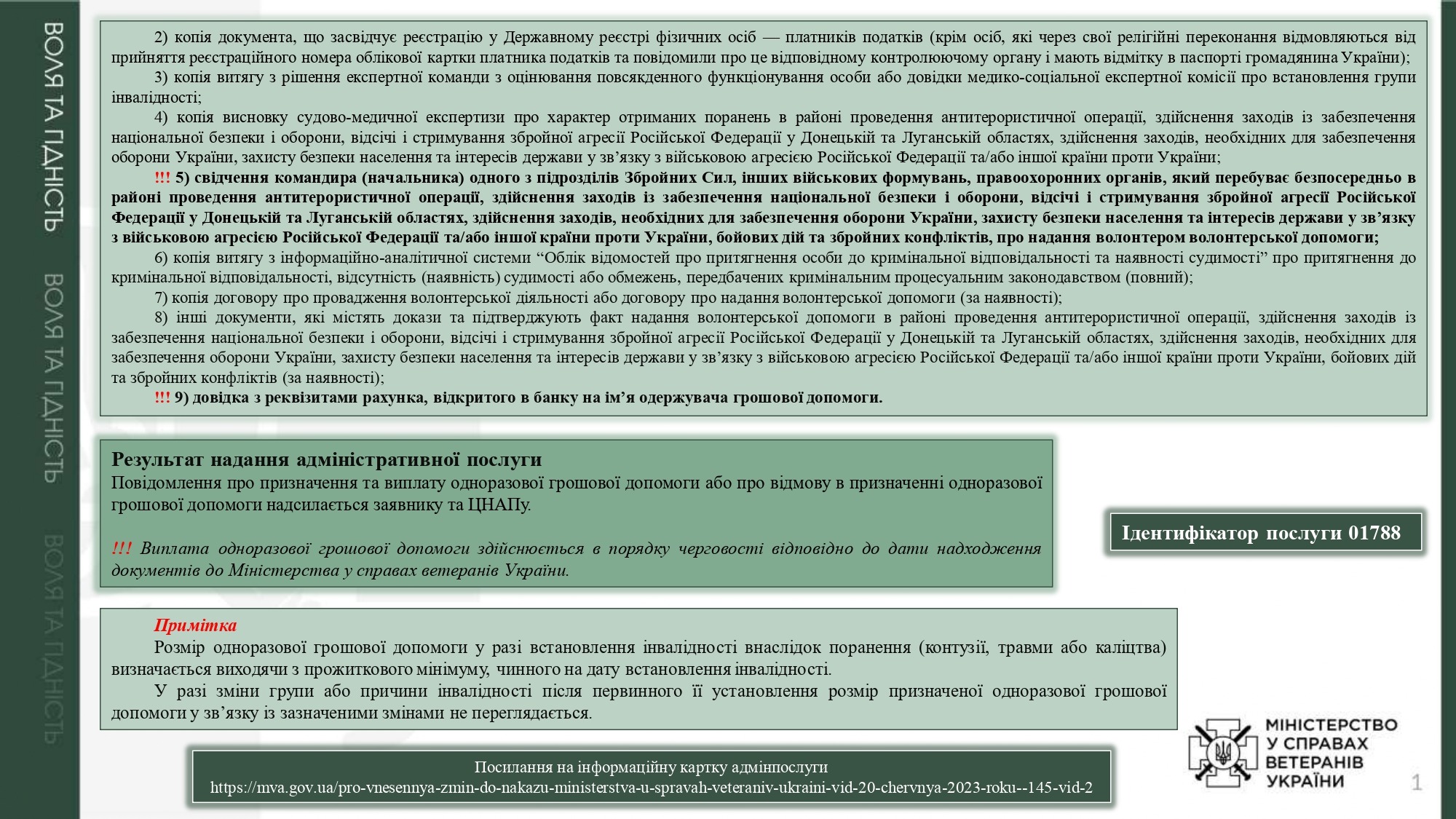 адміністративні послуги, суб’єктом надання яких є мінветеранів