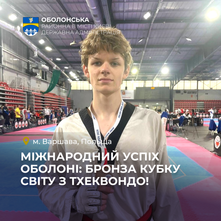 Український прапор на світовій арені: оболонський тхеквондист Артем Боклан — бронзовий призер «POLISH OPEN 2026»!